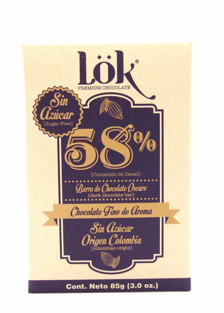 Barra Cacao 85gr (LOK) 58% Sin Azúcar