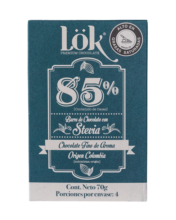 Chocolate 85% con Stevia 70gr (LOK)