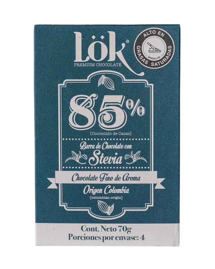 Chocolate 85% con Stevia 70gr (LOK)